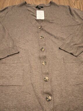 Ellos Size 1X Brown Boyfriend Cardigan Sweater (NWT)